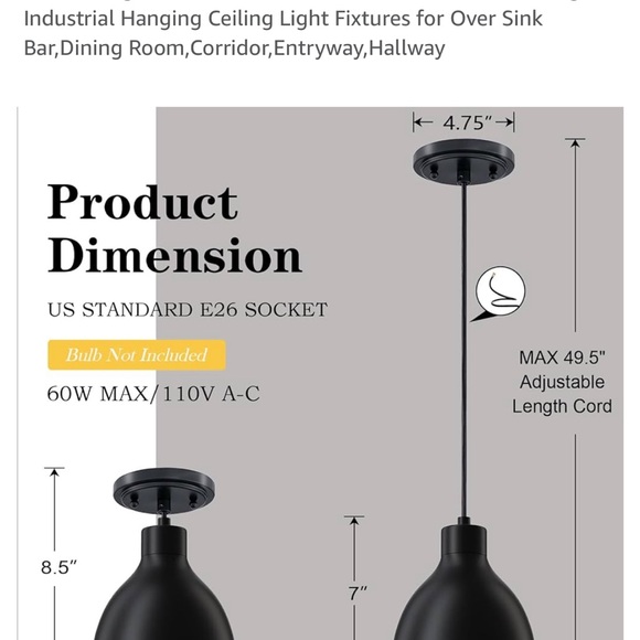 Haolike 3 Pack Single  Mini Metal Drum Pendant Light by Doraimi Lighting - Picture 2 of 9